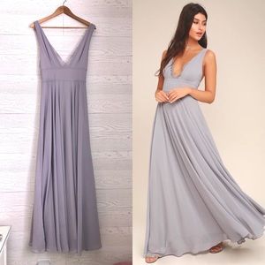 NWOT Lulu’s True Bliss Grey Maxi Occasion Dress, Sz S